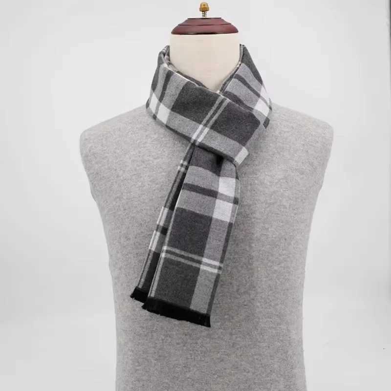 Luxury 2024 Luxury Brand Winter Plaid Cashmere Scarf for Men Warm Neck Scarfs Male Business Scarves Long Mens Pashmina Shawl Y251115