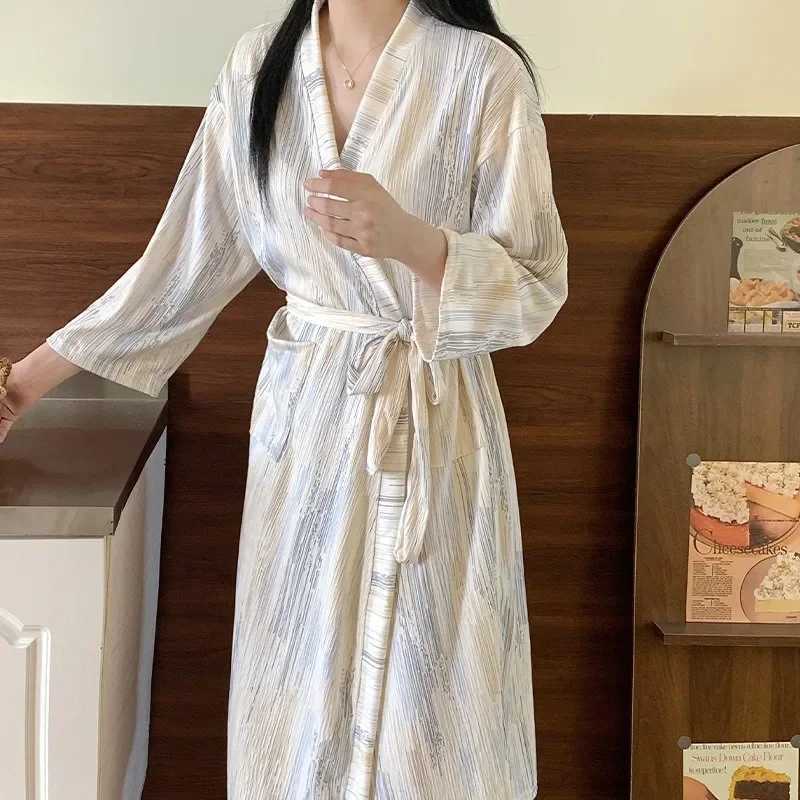 Robes Sexy Simple Casual Dressing Gown Spring Summer Women Gauze Loose Long Bathrobe Nightdress Cardigan Large Size Long Sleeve C251115