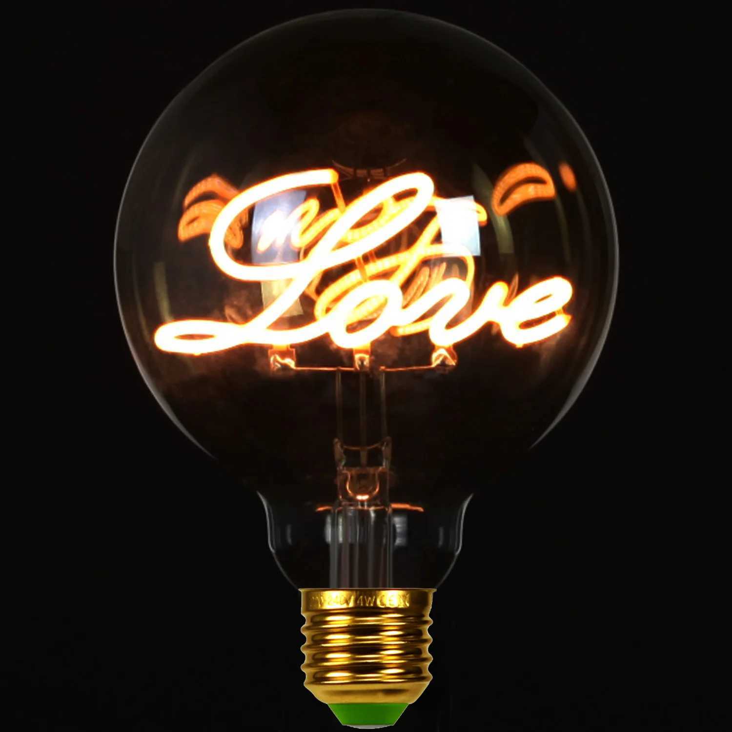 Retro Edison Bulb Dimmable E27 220V 110V 4W G95 Love Letter Light Home Decor LED Filament Bulb C251115