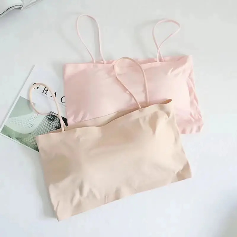 Womens crop top sexy strapless seamless vest 2023 summer womens white shoulder strap backless close fitting 250407