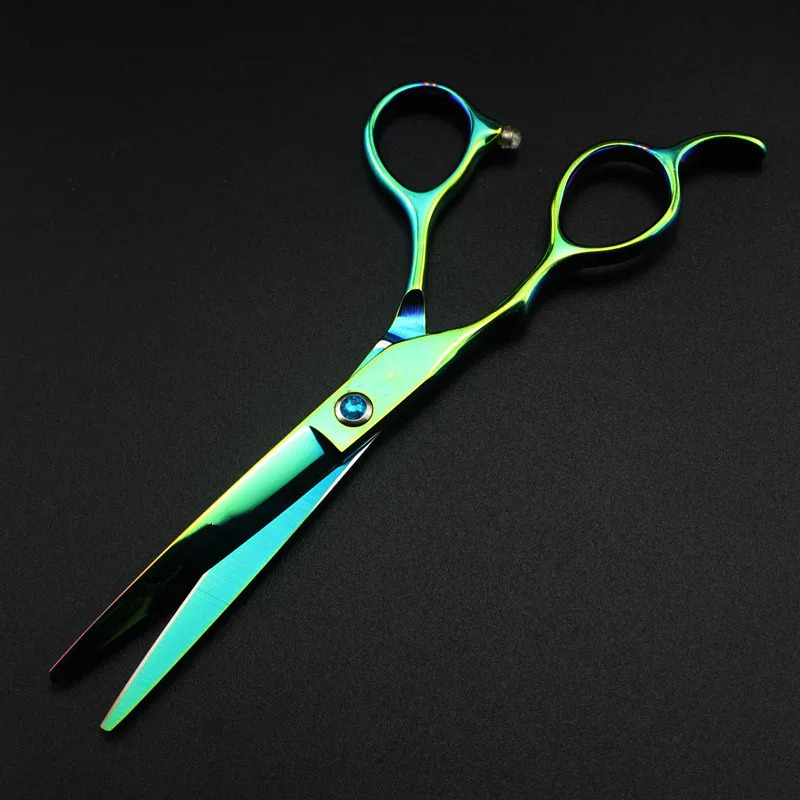 professional Japan 440c left handed 6 green hair scissors haircut thinning barber makas cutting shears hairdresser scissors 250414