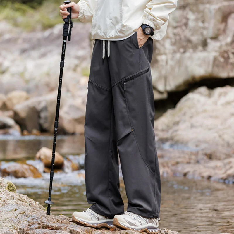 Mens casual pants luggage straight elastic waist highend mens clothing trading work sales running 250407