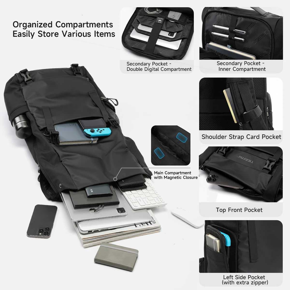 Tigernu Travel Backpack Male TPU Waterproof Backpack Men Bags Expandable Mens Backpack Business Bags School BackpackW251114