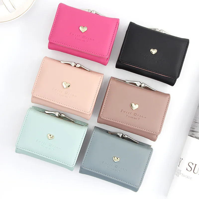 Mini Womens Wallet Likes Short Heart Womens Wallet Card Clip Mini Womens Fashion Womens Coin Wallet Womens Clutch Bag 250410