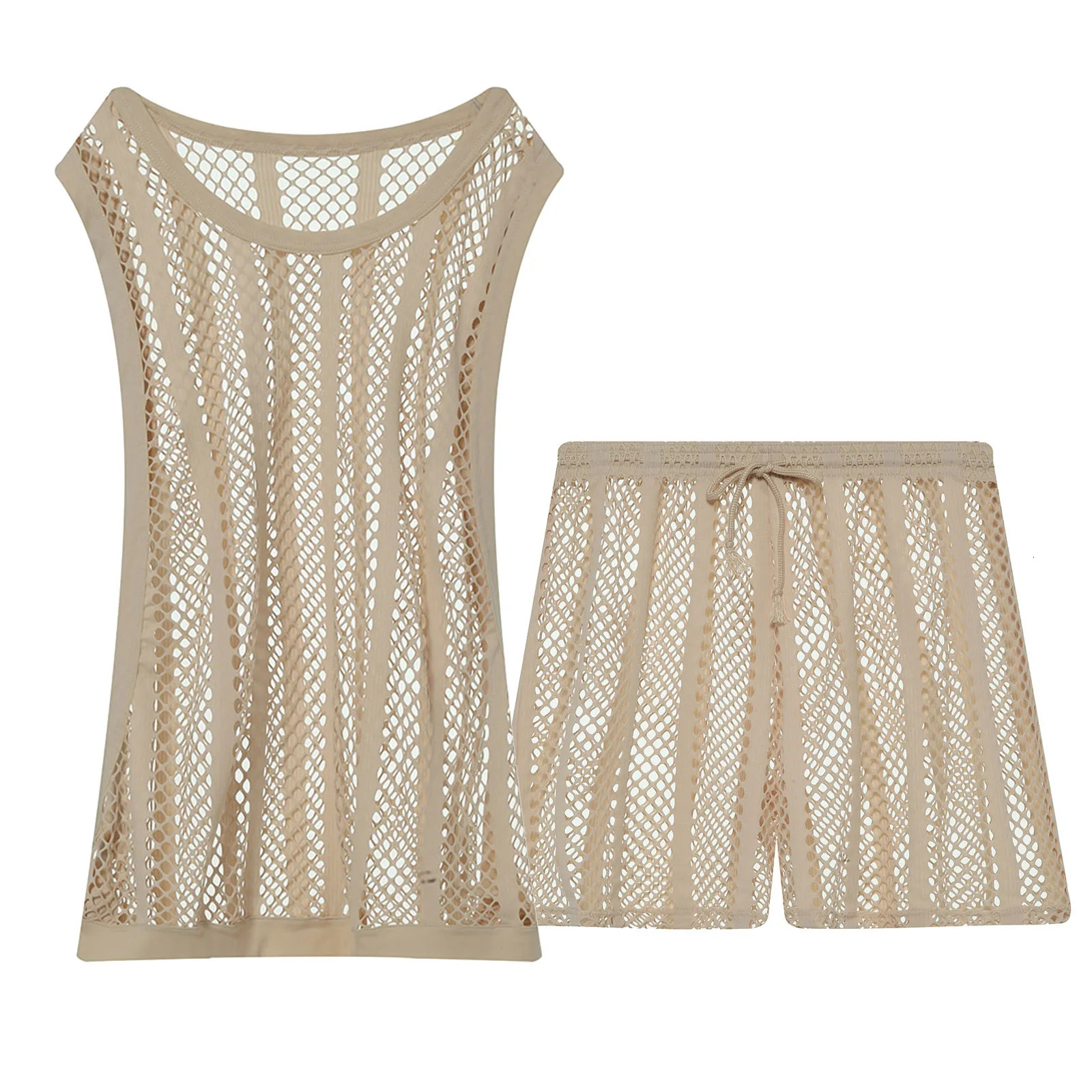 CLEVERMENMODE Mens Underwear Set Mesh Can Top Box Sexy Transparent Fishnet Hollow Sleeve Single Short Pajama 250407