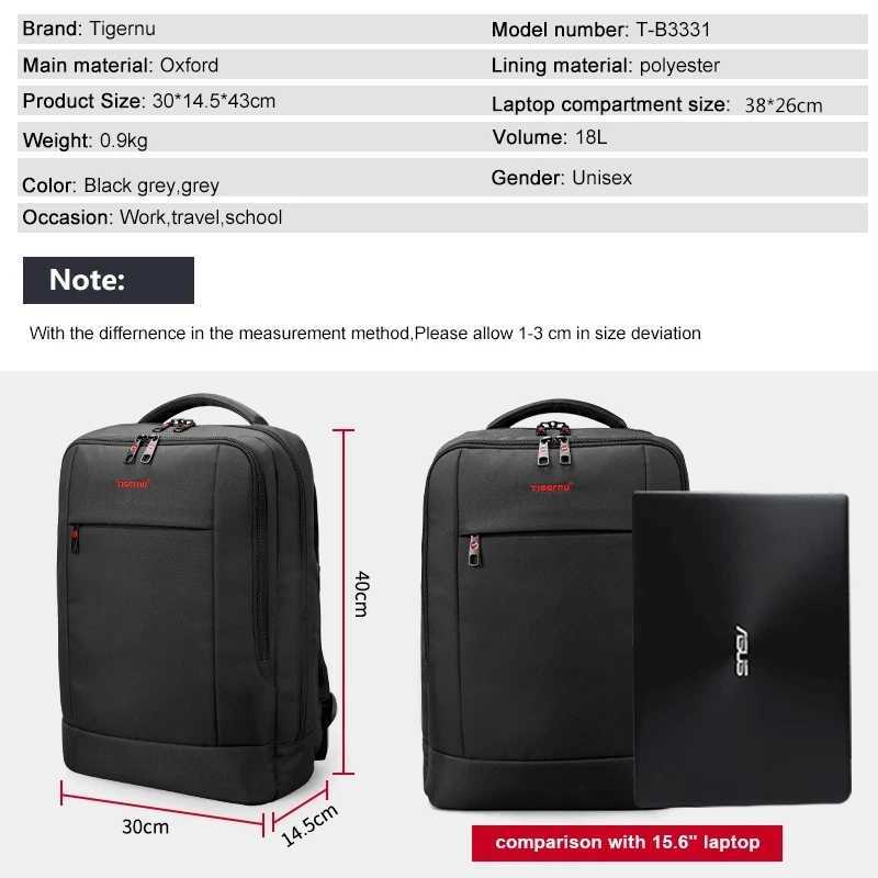 Tigernu Backpacks Men Waterproof 156 Laptop Backpack Male Mochila USB Charging Anti Theft Travel Backpack School Men BackpacksW251114