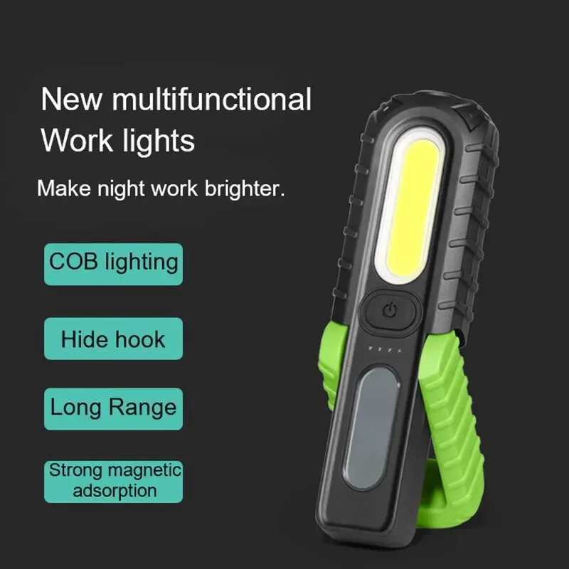 USB Rechargeable Flashlight Waterproof COB Torch Working Light Portable Powerful Lanterns For Outdoor Repair Home Camping Hiking M251115