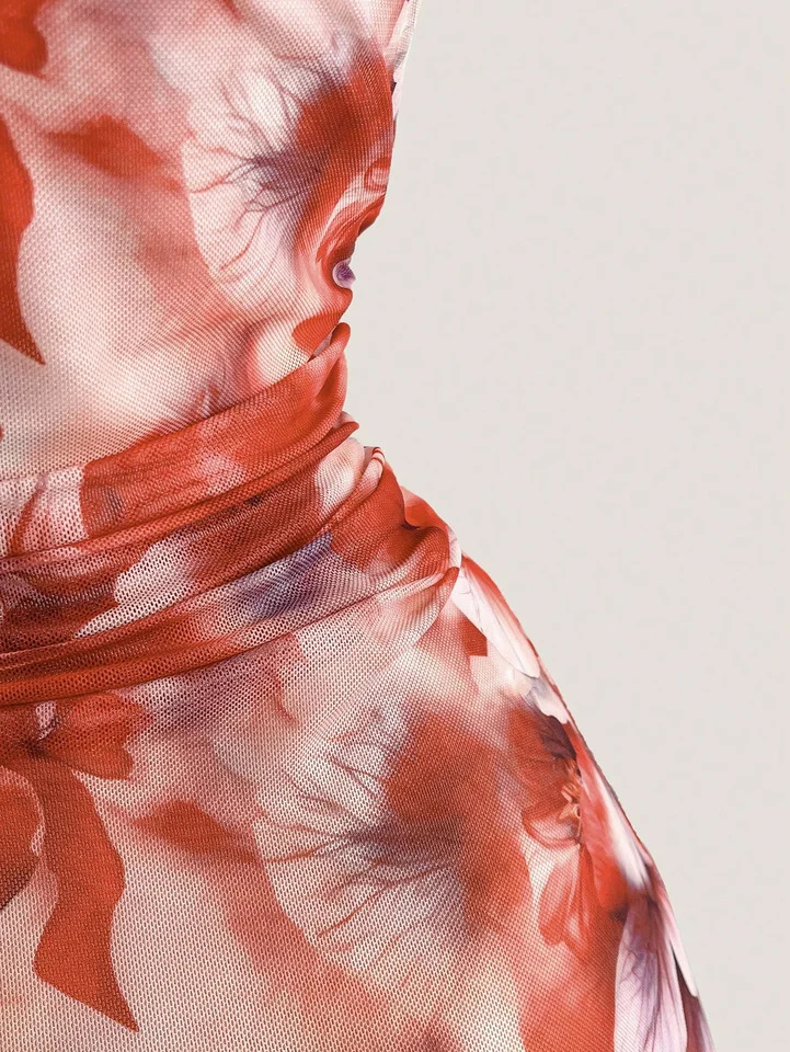 spring/summer ladies sexy strapless backless hemline irregular mini dress 250415