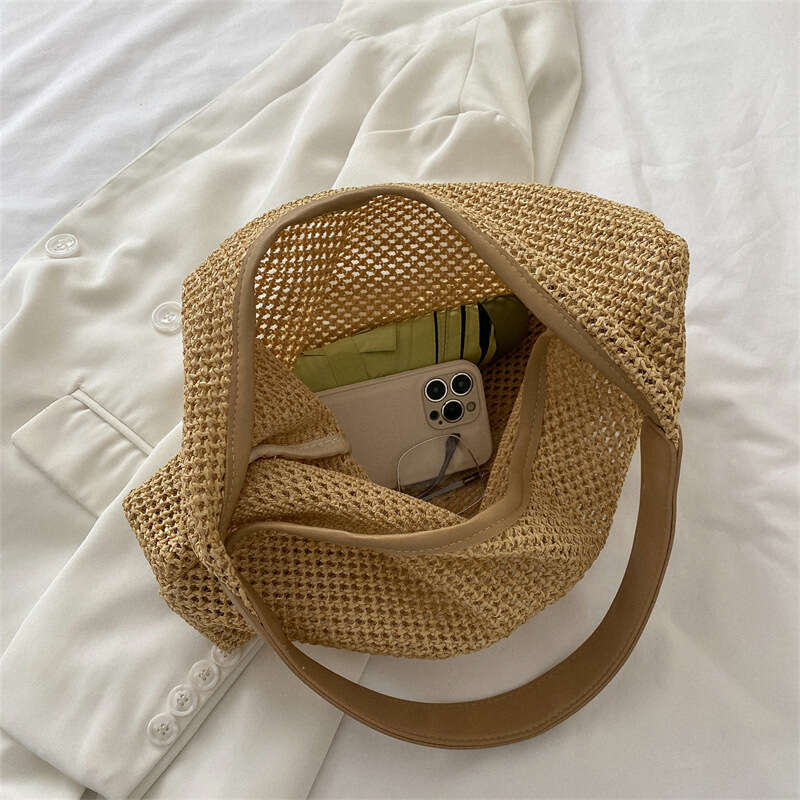 Handmade Beach Bag Summer Fashion Women's Handheld Fashionable Western Style Shoulder Small Seaside Travel Beach Grass Woven Bag Kq2