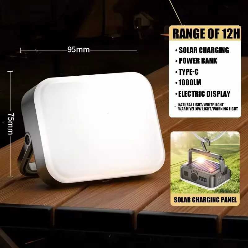 BALDR Outdoor Portable Camping Light Solar Charging 4000mah Large Capacity Power Bank Intelligent Display Portable Hanging Light M251115