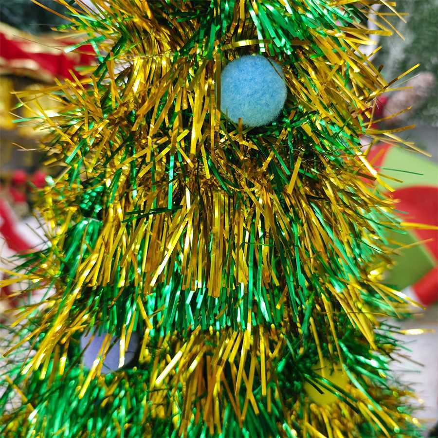 Christmas Tree Hats Fabric Rain Silk Hat for Adults Kids Funny Santa Hat with Tinsel Xmas Holiday Party Costume New Year Decor Y251115