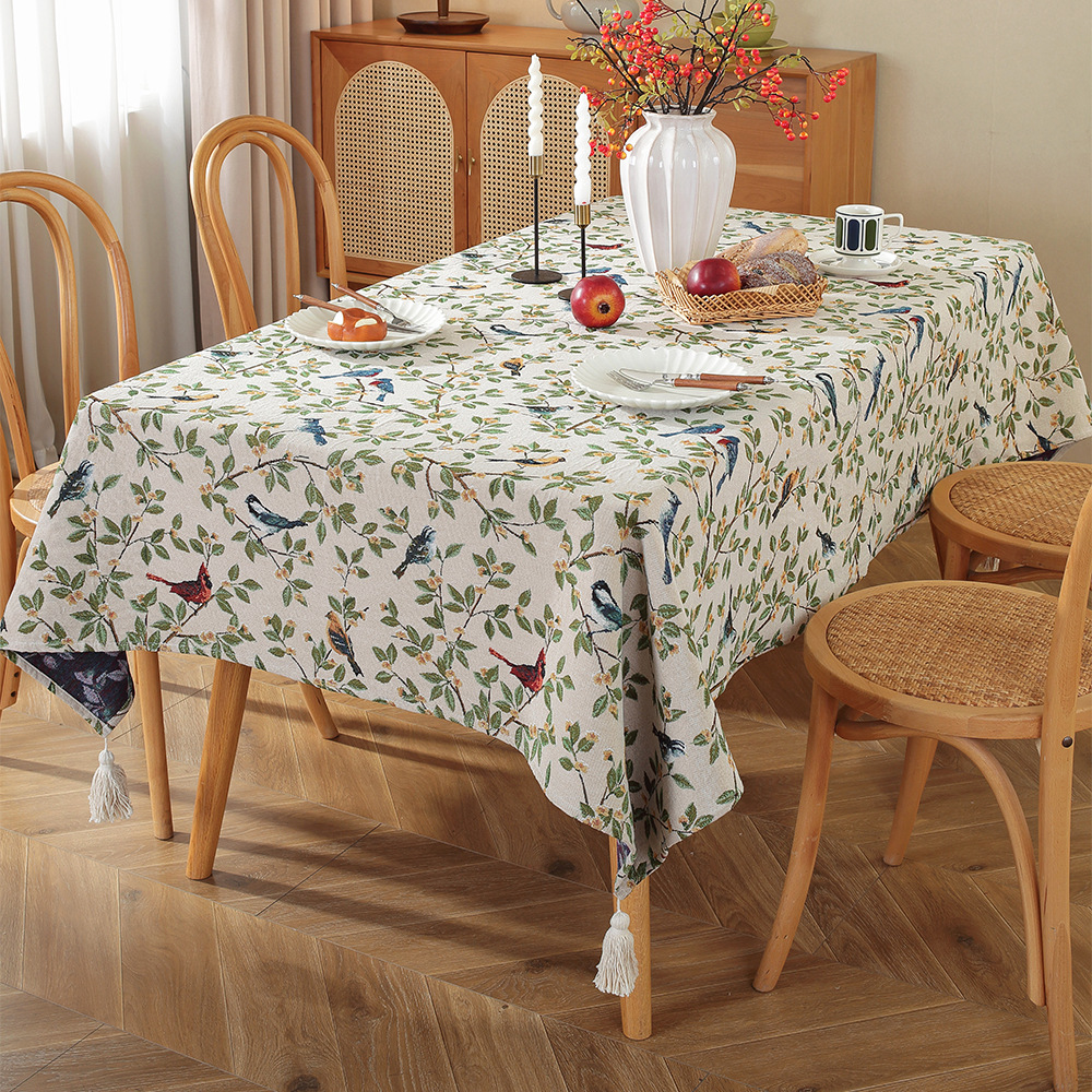 A770 Retro romantic dining table cloth coffee table cloth rectangular jacquard table cloth pastoral oil painting decorative cover cloth in stock