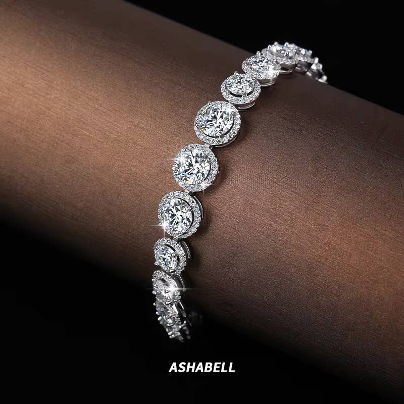Wholesale S925 Sterling Silver Bright Gradient Bracelet All Around Inlaid VVS Moissanite for Men and Women Hip Hop Tennis Chain