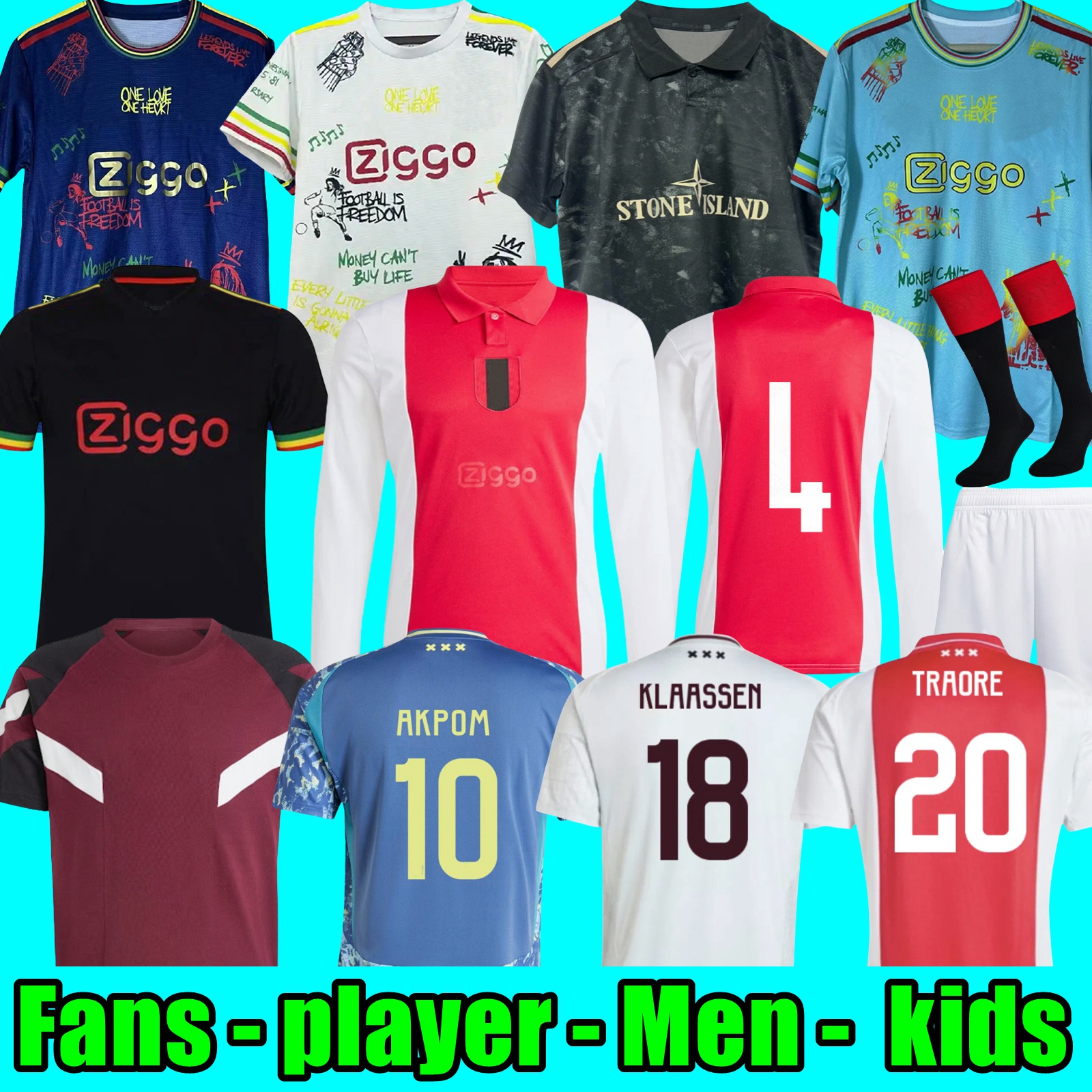 24 25 125th Anniversary Soccer Jerseys Kids Kit 2024 2025 Football Shirts AKPOM Co branded styles TAYLOR CRUYFF Bob Marley stone aOX Traore Godts Weghorst
