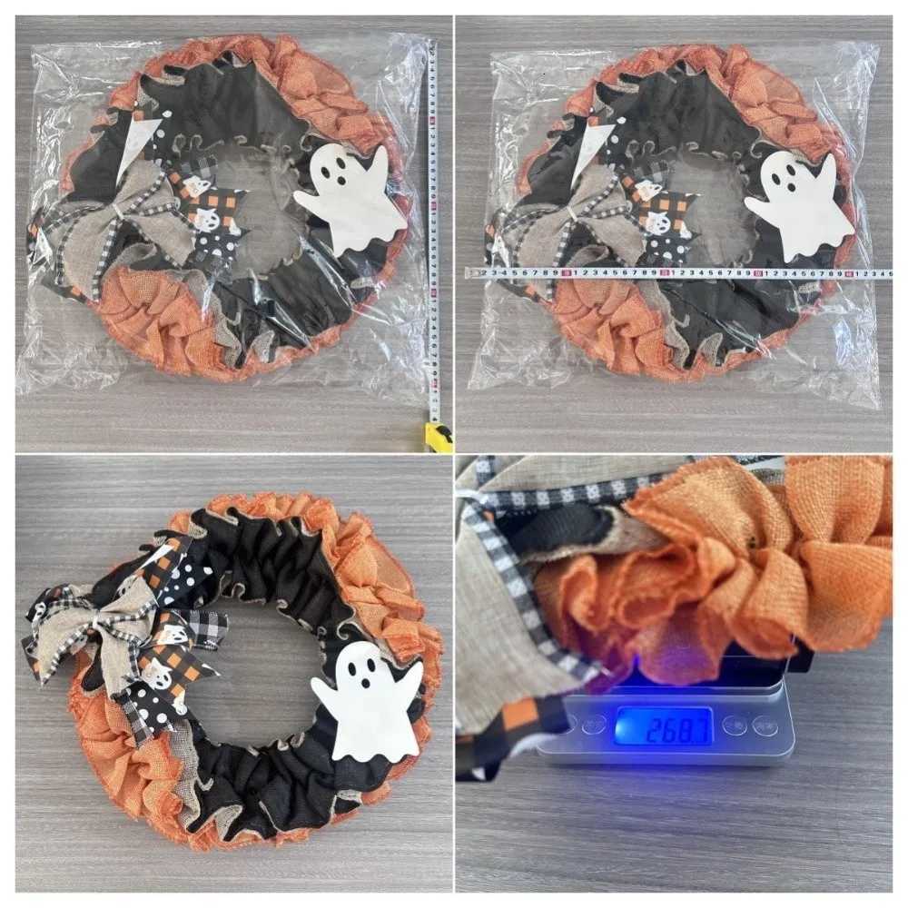 New Simulated Ghost Boo Ghost Wreath Handmade Wall Hanging Halloween Wreath Halloween Signs Spooky Wreath Thanksgiving DecorM251115
