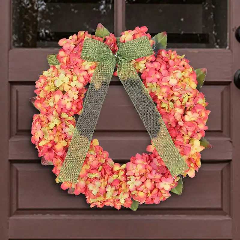 1Pc Elegant Autumn Hanging Wreath With Hydrangea Flowers - Classic Style Wall-MountedIdeal For Thanksgiving Home DecorM251115