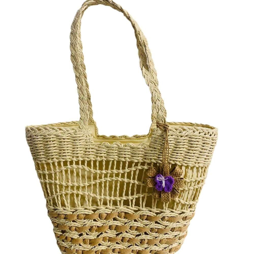 Handmade Beach Bag Hollow Handheld New Tassel One Shoulder Straw Woven Holiday Style Beach Women's Bag Kq2
