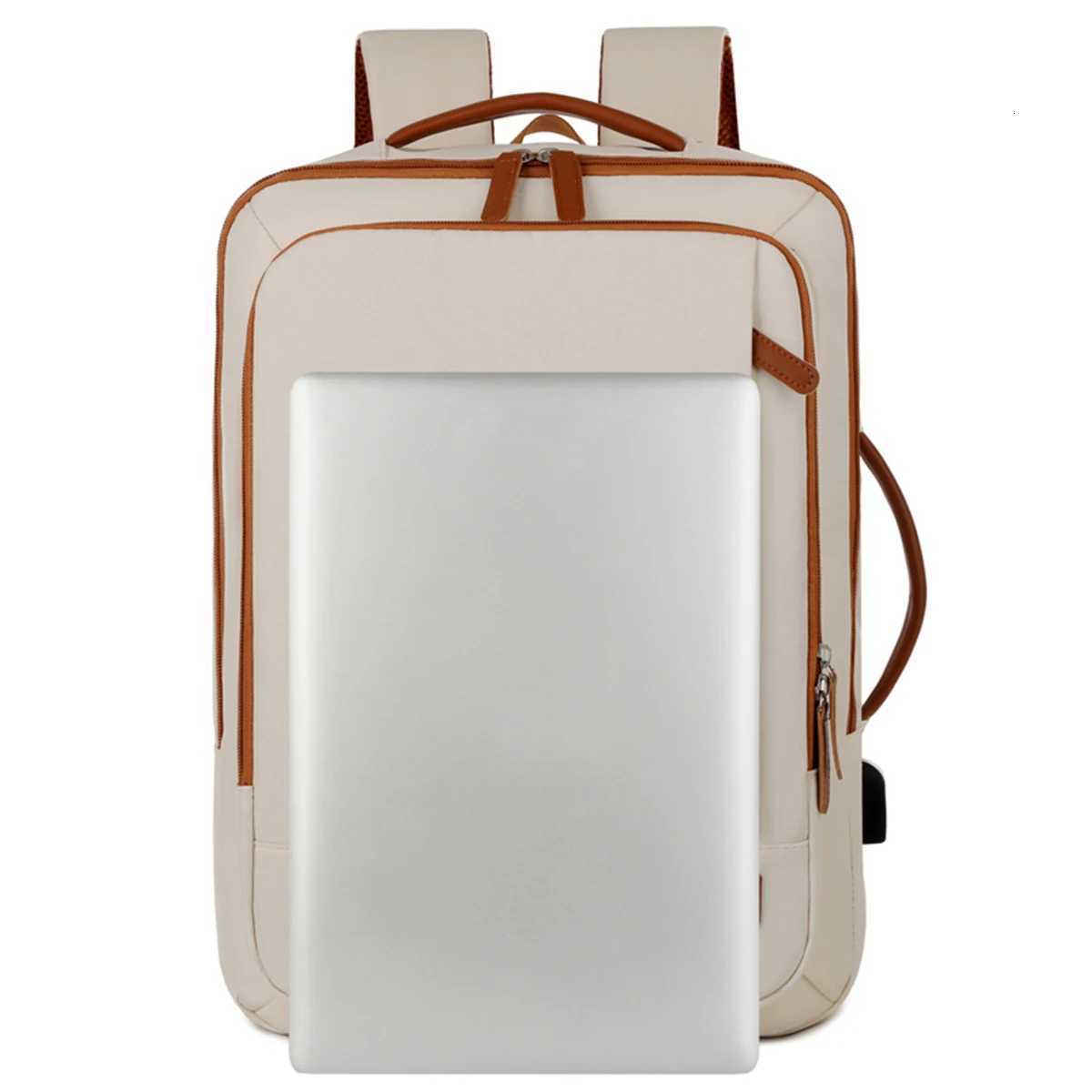 Expandable Oxford Backpack W/ Wet-Dry Pockets - Multipurpose Laptop Bag USB Port Dual Zippers for Business Travel Luggage BagW251114