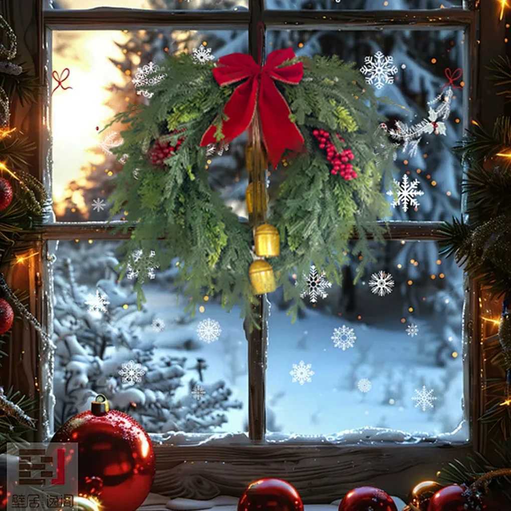 Festive Wreath Holiday Wreath Festive Christmas Pine Wreath with Bell Bow for Front Door Mantel Decor for Holiday for ChristmasM251115