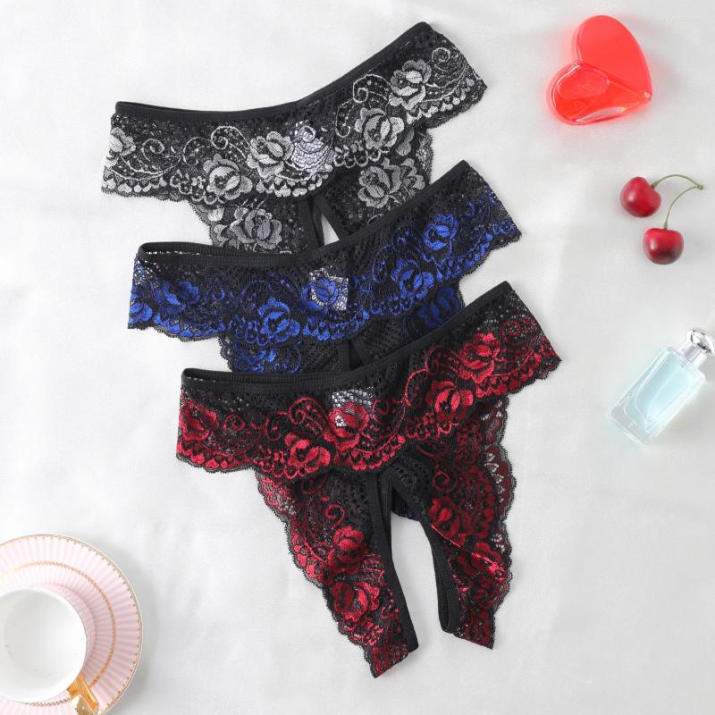 Women's Panties Sexy Crotchless Thongs Invisible Lace Underwear Women Comfortable Intimates Underpants Low Waist Briefs Female Lingerie