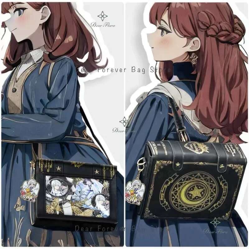 Y2k Magic Book Lolita Ita Gothic Shoulder Bag Girls Transparent Pocket Cute Crossbody Handbags Women's Mini Backpacks Purse
