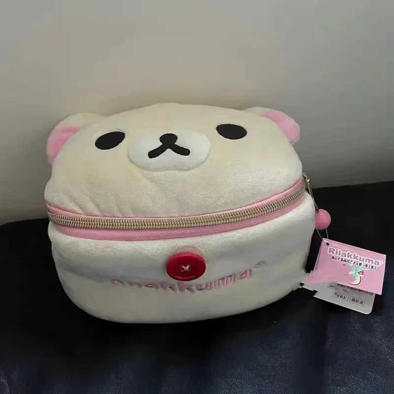 New Kaii Cute Rilakkuma W Bag Plush Oval Three way Makeup Bag Portable Storage Bag Carton Ins Girl GiftXJ250415