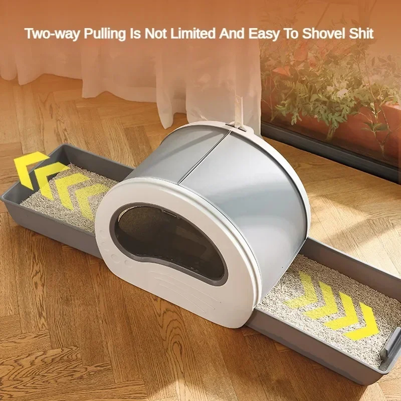 Fully Enclosed Cat Toilet with Litter Shovel Drawer-type Litter Box Large Capacity Anti-splash Pet Litter Box Cat Supplies 250414