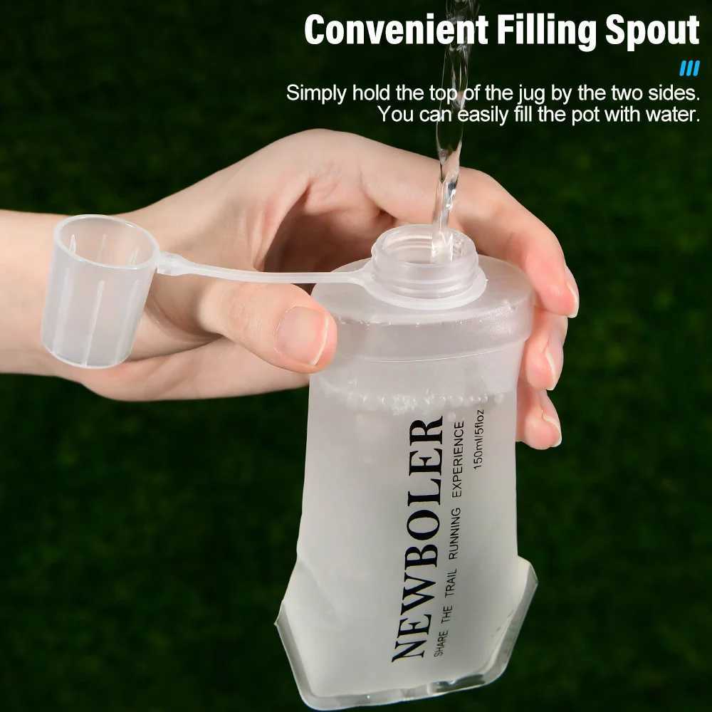 NEWBOLER TPU Outdoor Sport Bottle Folding Soft Flask Water Bottle for Running Camping Hiking Bicycle Fitness Water BagW251114
