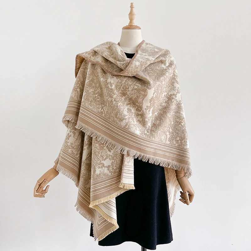 Luxury New Winter Women Poncho Warm Slit Large Shawl Double Sided Animal Print Thickening Blanket Luxury Scarf Female Cloak Pashmina Y251115