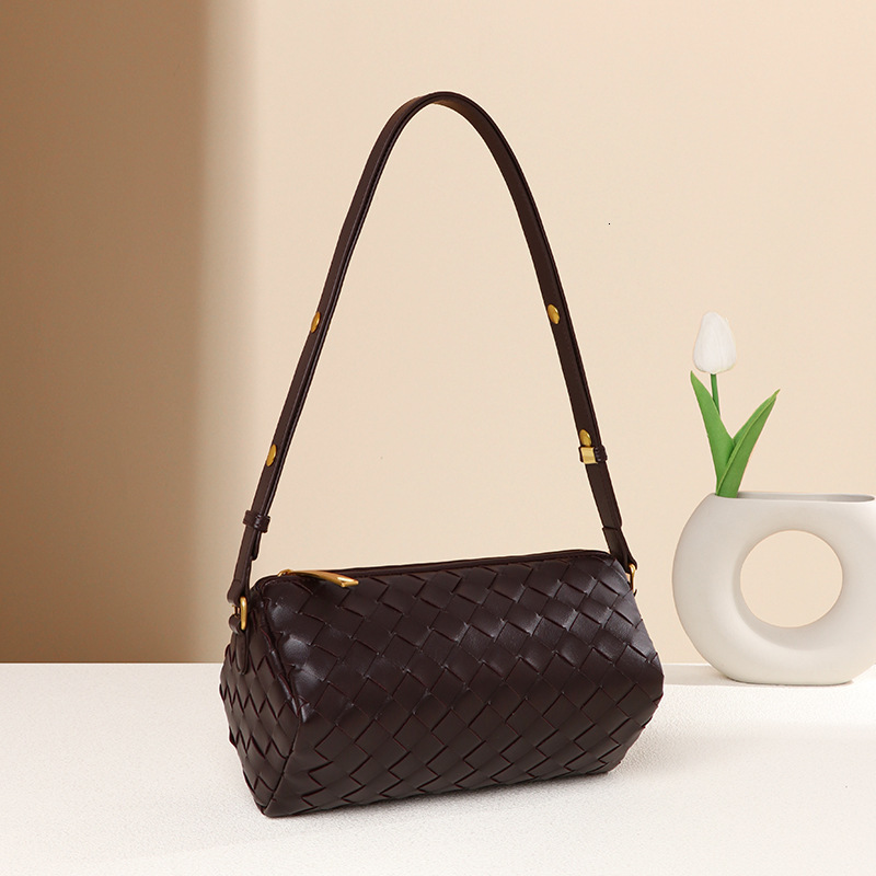 Cylinder Camera Bag Women's Fashion PU Leather Braided Braided Bag Designer Shoulder Underarm Handbag