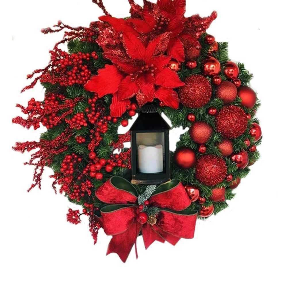 Christmas Garland Arrangement Christmas Ornament Spruce Christmas Wreath With LED Light Front Door Home Party Hanging GarlandM251115