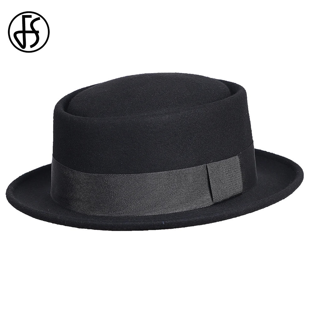 Wool Felt Pork Pie Fedora Hats For Men Women With Ribbon Dome And Flat Brim Fedora Hat Church Jazz Panama Caps Gentlemen Hat 250407