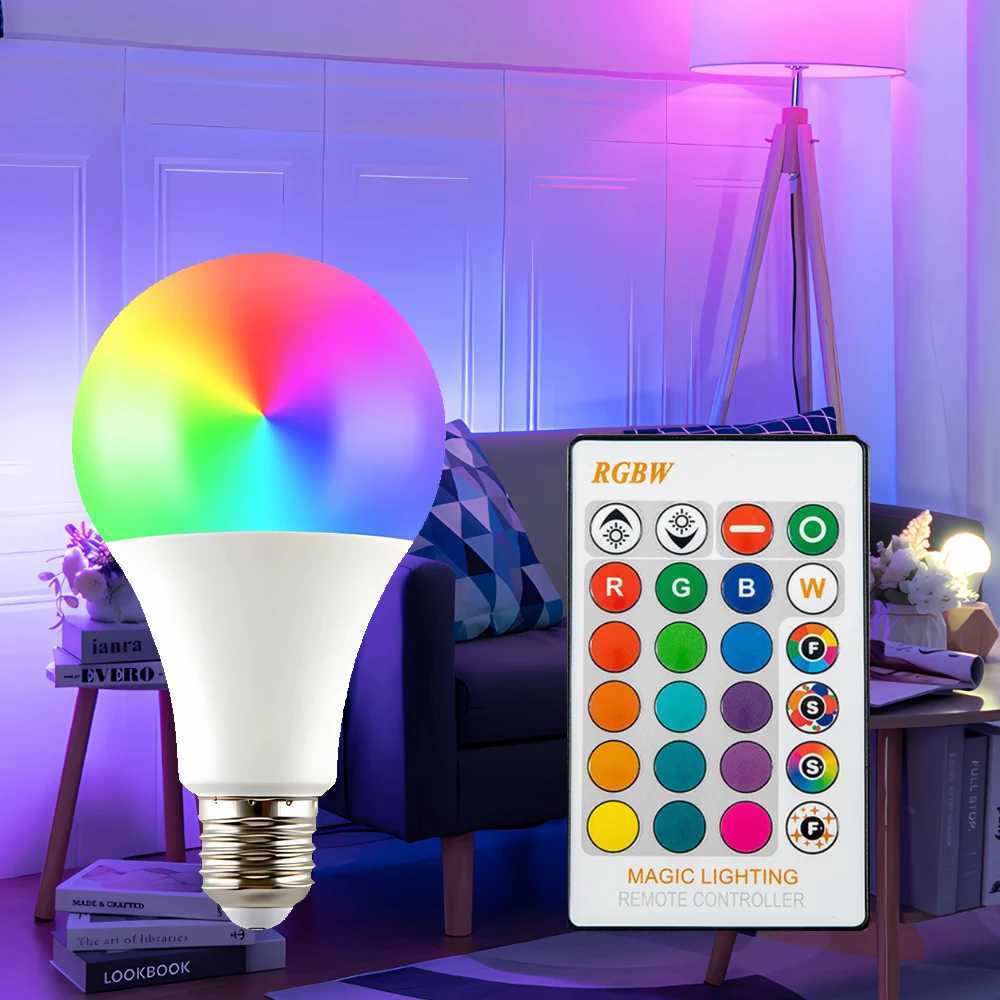 16 Colors RGB Bulb LED Multicolor Bulb E27 Base 220V Household Lighting Dimmable 24 Key Remote Control Atmosphere Neon Light C251115