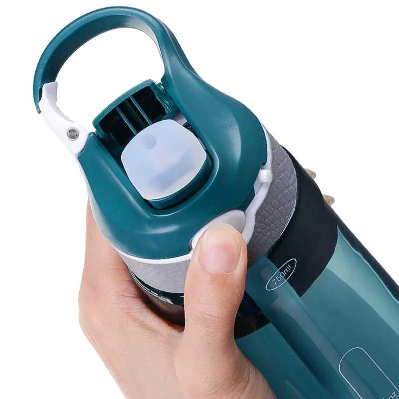 750ml Portable Sports Water Bottle With Straw For Camping Hiking Outdoor Plastic Transparent BPA Free Bottle For Men DrinkwareW251114