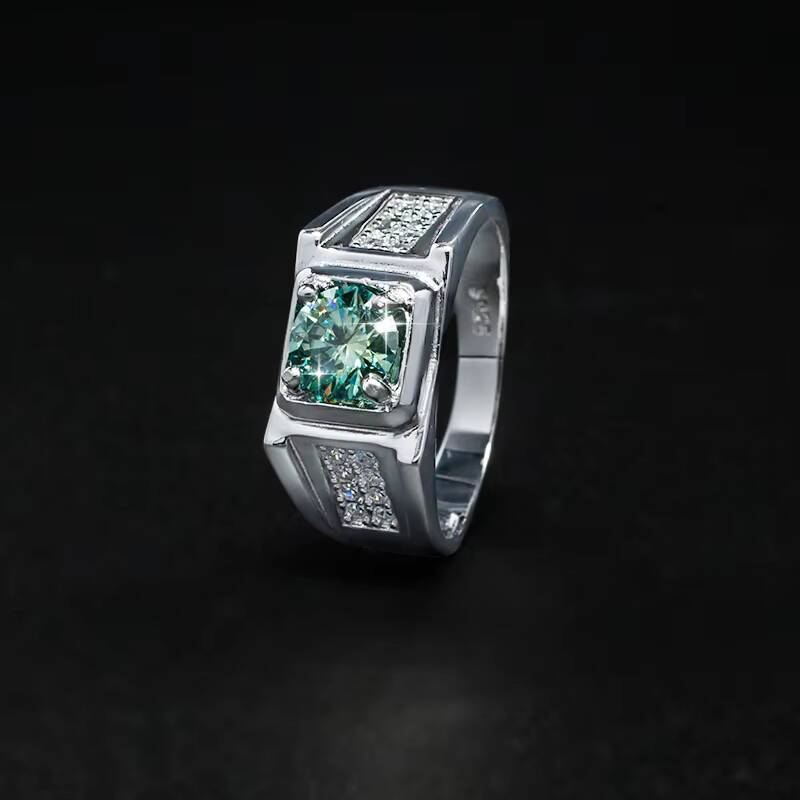Ashabell Gemstones Rings Design Men 925 Sterling Silver 1CT Moissanite Promise Silver Wholesale Classic Square Engagement Ring