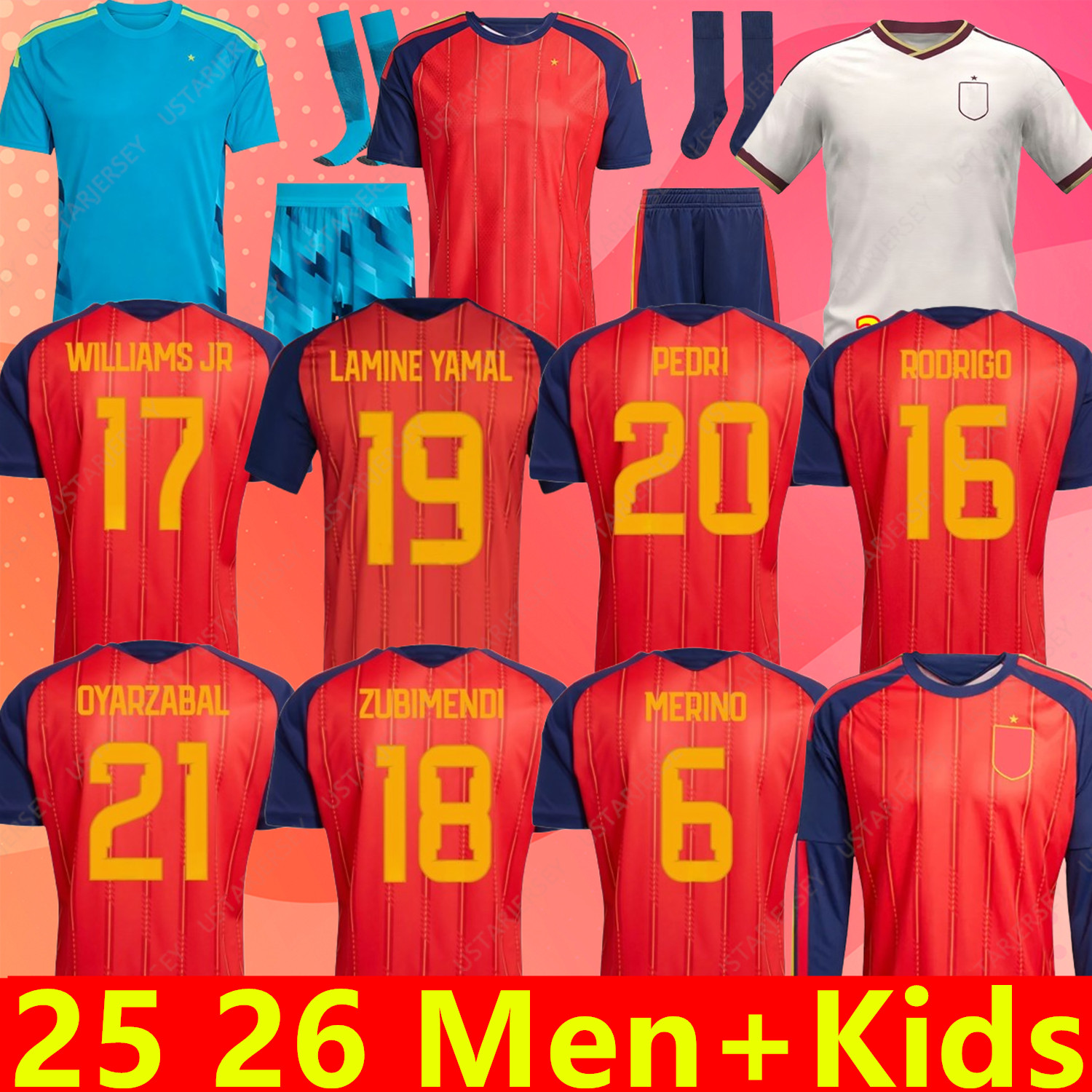 spains 2025 2026 Soccer Jersey MORATA FERRAN CARVAJAL 25 26 National Team Football Shirt Men Kids Kit LAMINE YAMAL Camisetas Espana RODRI OYARZABAL MORATA FINAL home