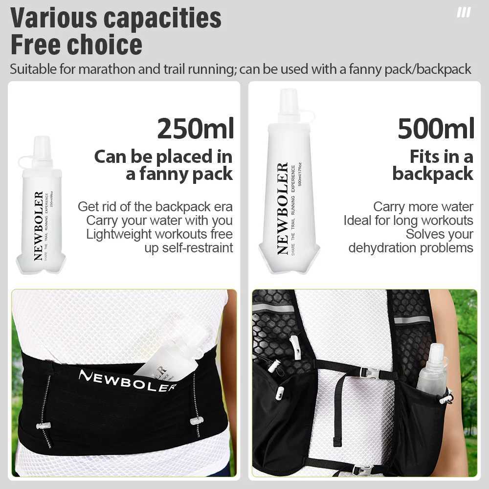 NEWBOLER TPU Outdoor Sport Bottle Folding Soft Flask Water Bottle for Running Camping Hiking Bicycle Fitness Water BagW251114