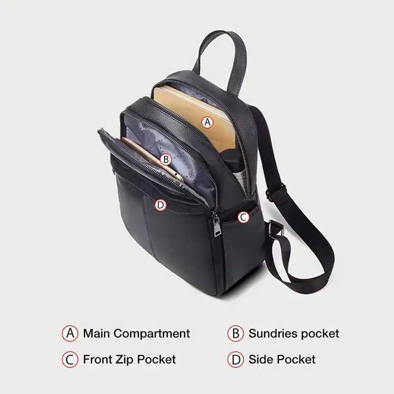 FOXER Womens Split Leather Multi-Function Backpack Lady Vintage Phone Pouch Pack Female School Bags High Quality Travel BagpackW251114