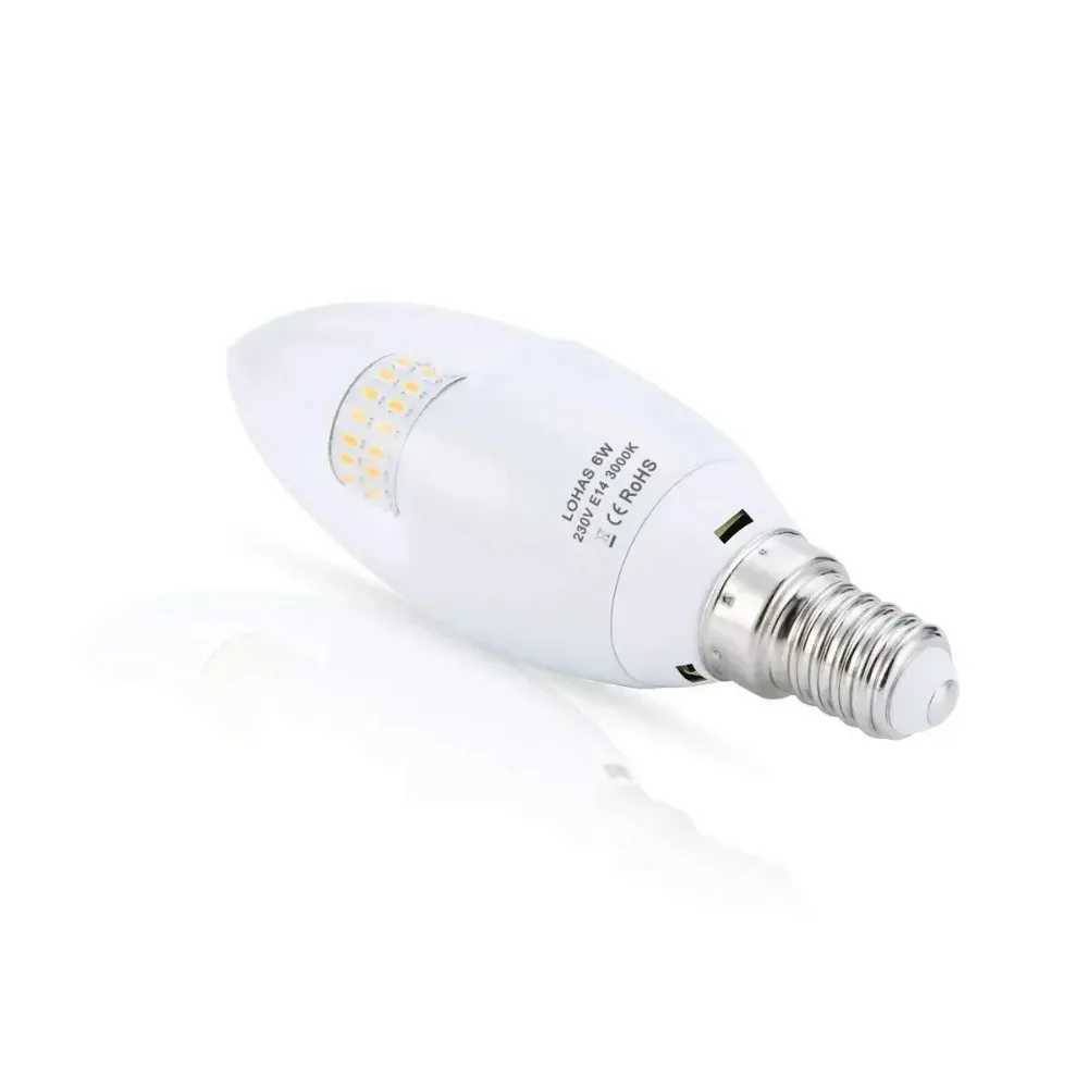 Melery E14 Lamp LED Candle Bulbs 60Watt Incandescent Bulb Equivalent 6W 550lm Warm White 3000K Edison Screw Light 220V AC Room C251115