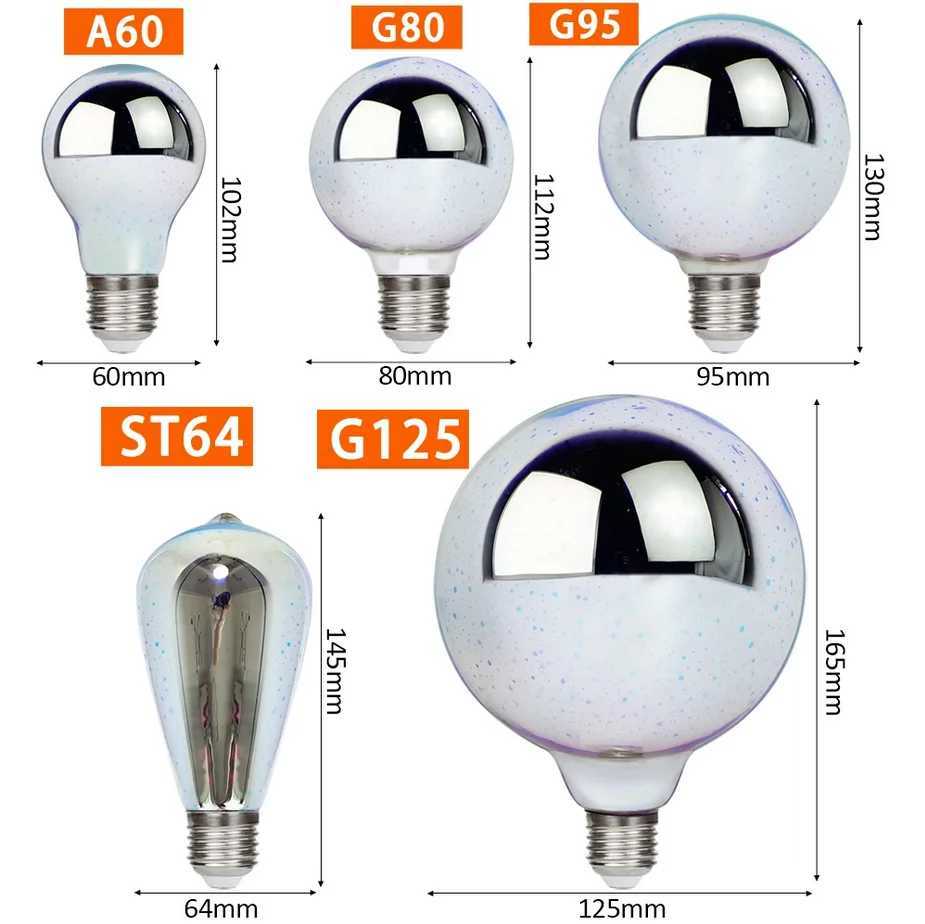 3D LED Light Bulb E27 220V ST64 G80 G95 G125 A60 Diamond Heart Decoration LED Lamp Holiday Lights Novelty Christmas Lamp C251115
