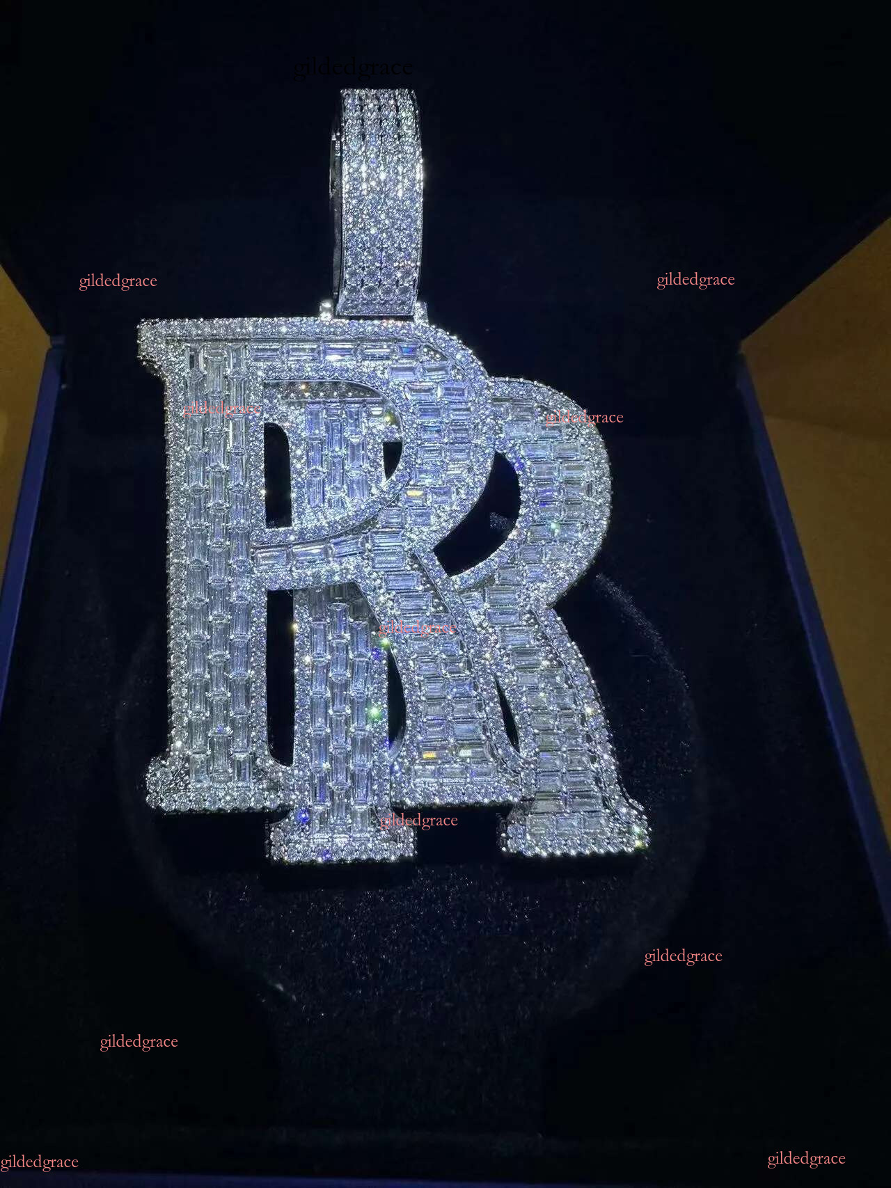 custom pendant cuban Moissanite chain Dia Necklace Iced Out Hip Hop Letter Name Pendant Chain For Men Custom Jewelry