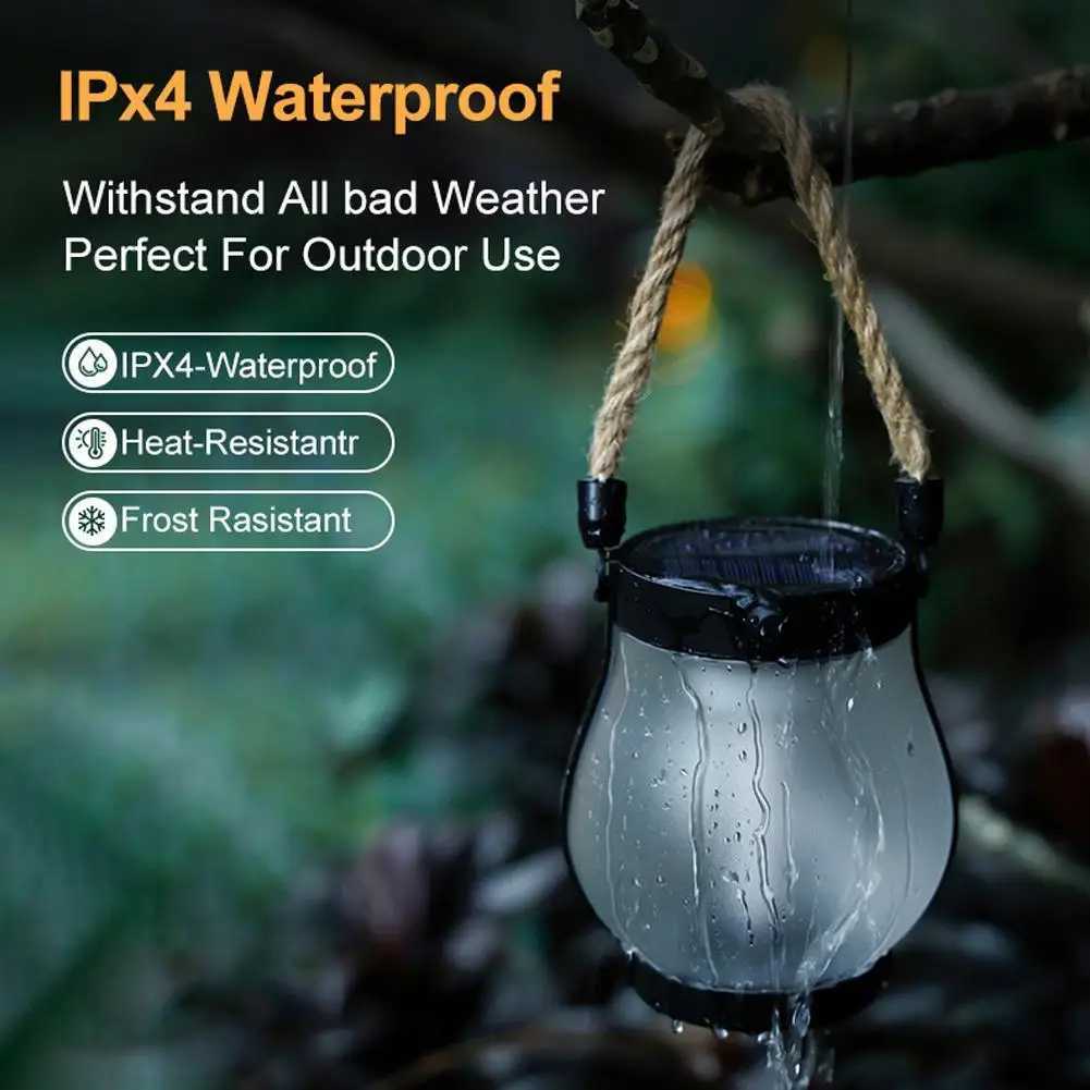 USB Rechargeable Camping Light Solar Flame Lights IPX4 Waterproof 800 Lumens 1200mAh Hanging Lantern Outdoor Lights M251115