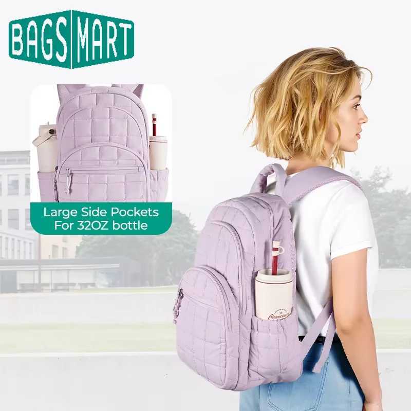 BAGSMART Travel Backpack for Women Quilted Casual Daypack Water-Resistant Bookbag for 156 Inch Laptop Fashion College BackpackW251114