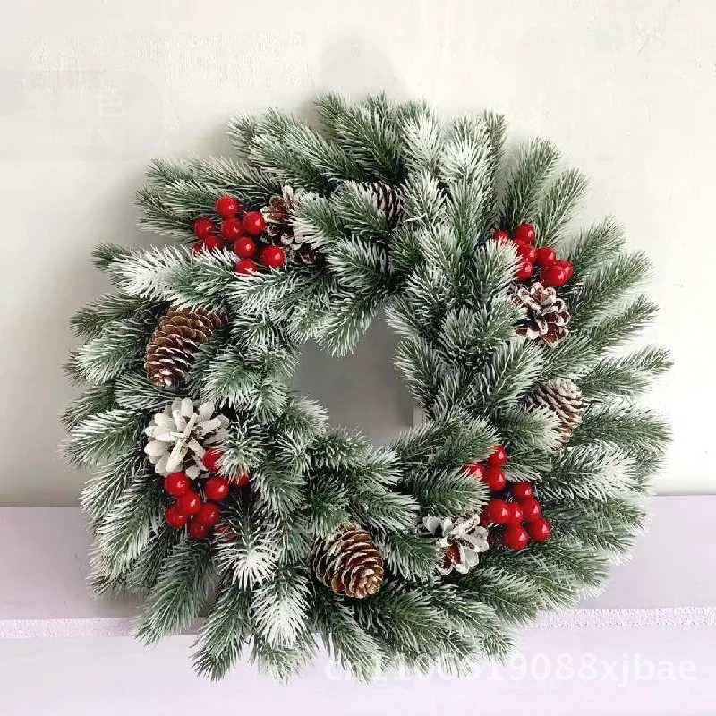 LED Light Christmas Garland Creative Window Decoration PE Red Fruit Pine Design Handcrafted Door Hanging Holiday WreathM251115