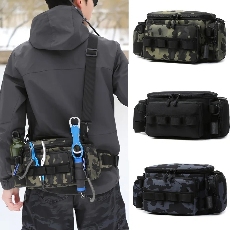 Fishing rod bag waist Fanny fishing bait line box practical storage accessories Outdoor camping shoulder cross 250410