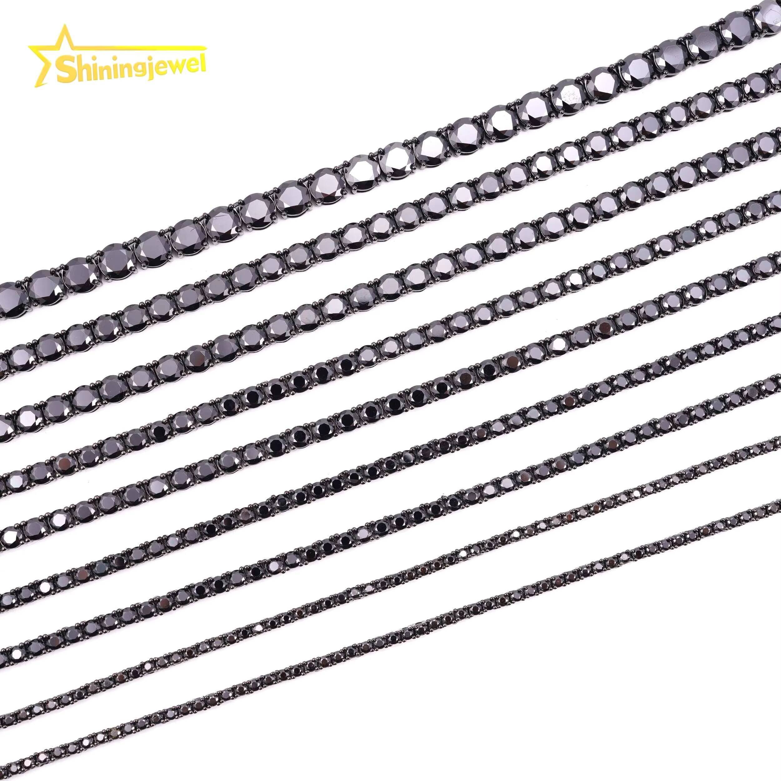 925 Silver Jewelry Hip Hop GRA Certificate Black Gold Plated Necklace Black Moissanite Tennis Chain