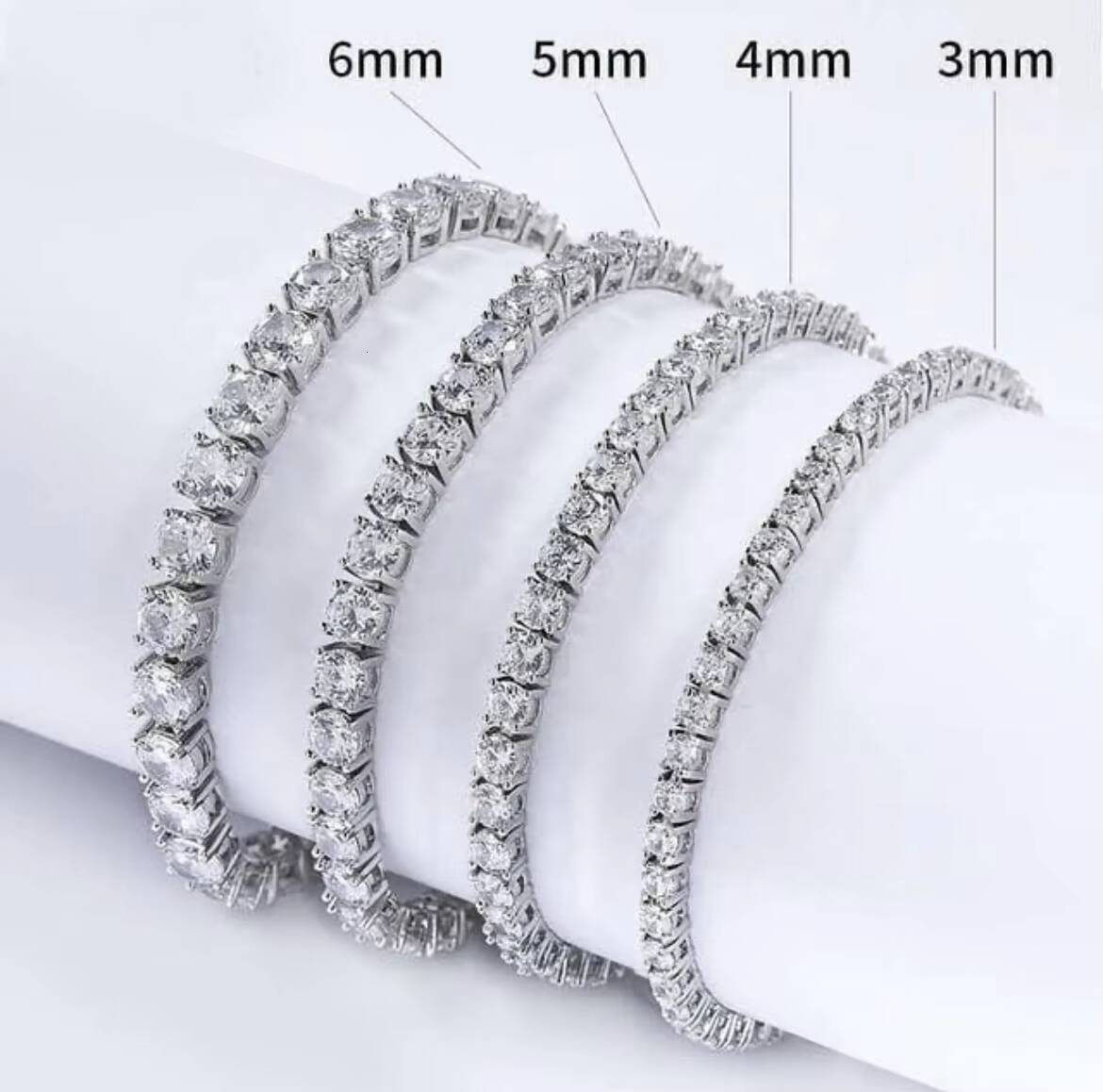 Yu Ying Free Fire Real 925 Silver Tennis Bracelet/Necklace Chain 2mm-65mm Wide Moissanite Diamond Jewelry Free Fire Moissanite