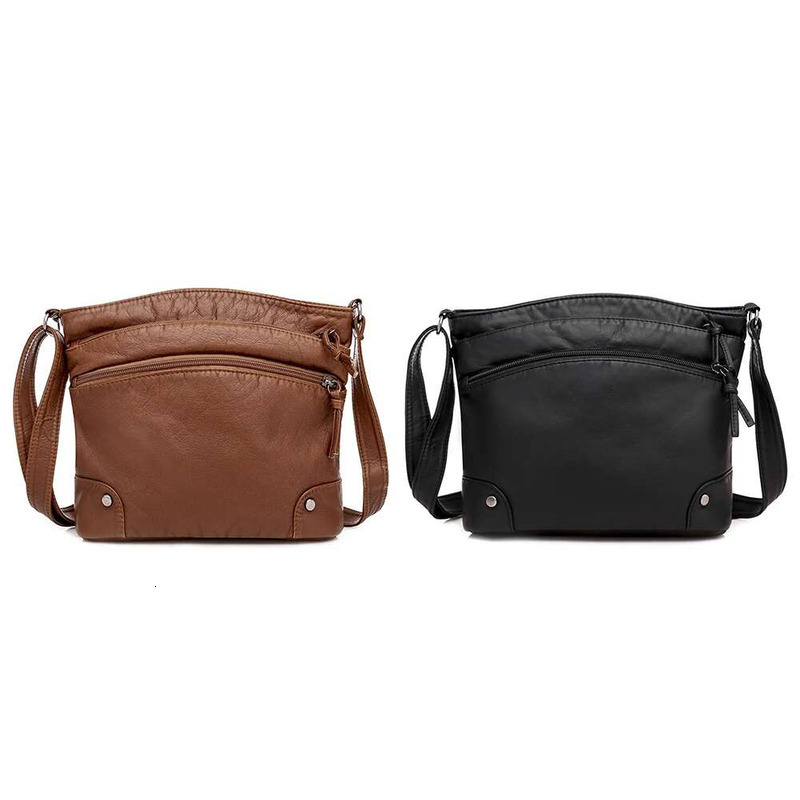 Casual Multi-Zipper Messenger Totes PU Women Big Capacity Solid Shoulder Handbag Youth Ladies Simple Versatile Bag