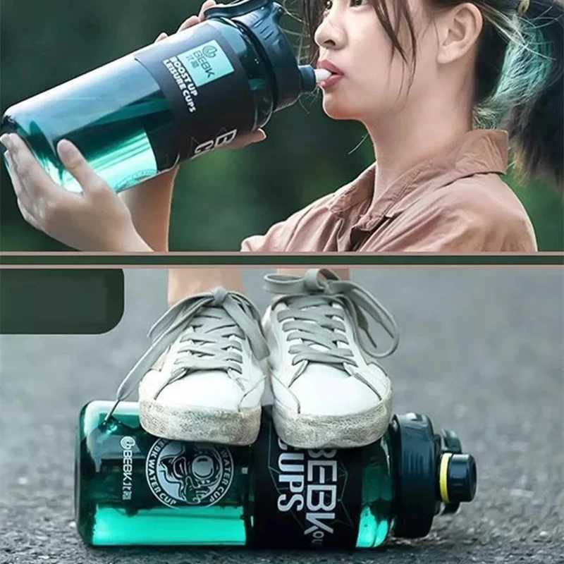 2 Liters Motivational Water Bottle With Straw Drink Bottle Large Capacity Fitness Jugs Portable Travel Sports Plastic Water CupW251114