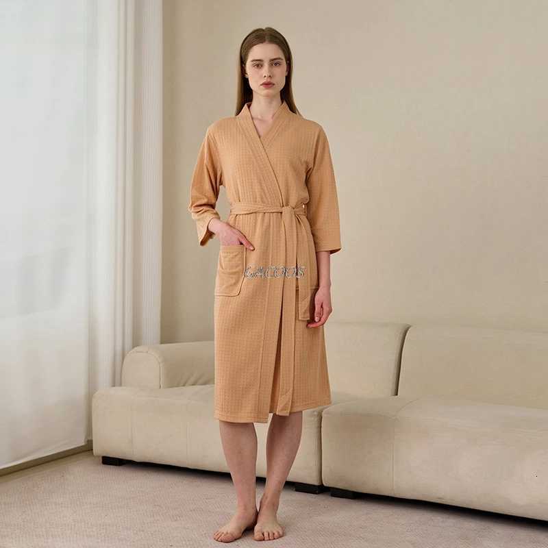 NEW Waffle Bathrobe for Men Woman Long Absorbent Terry Bath Robe Kimono Men Towel Bathrobe Solid Sleepwear Women Dressing Gown C251115
